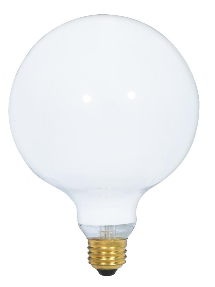 25 Watt G40 Incandescent; Gloss White; 4000 Average rated hours; 110 Lumens; Medium base; 120 Volt