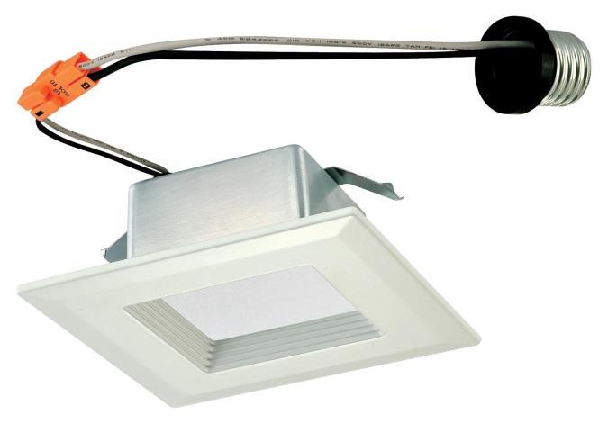 10W Square Recessed LED Downlight 4&#34; Dimmable 3000K E26 (Medium) Base, 120 Volt, Box