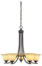 Westinghouse 6221400 - 5 Light Chandelier Oil Rubbed Bronze Finish Burnt Scavo Glass