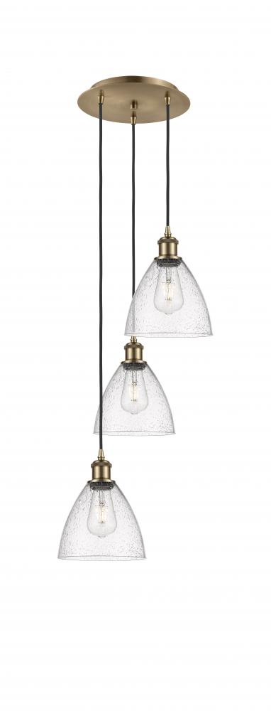 Bristol - 3 Light - 14 inch - Antique Brass - Cord Hung - Multi Pendant