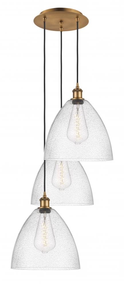 Bristol - 3 Light - 19 inch - Brushed Brass - Cord Hung - Multi Pendant