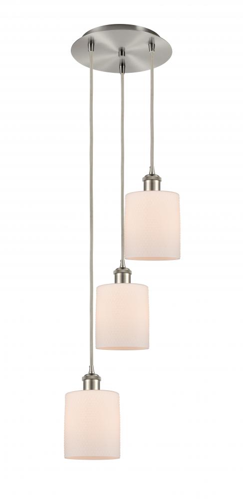 Cobbleskill - 3 Light - 12 inch - Brushed Satin Nickel - Cord Hung - Multi Pendant