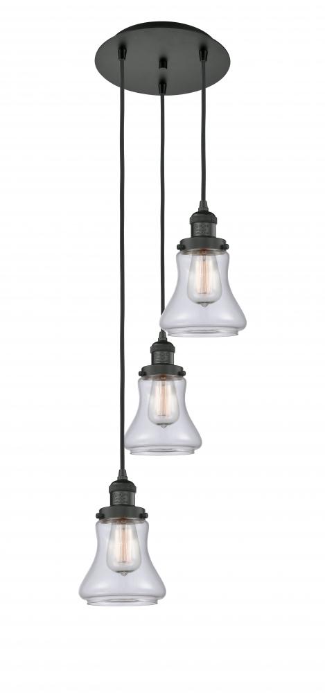 Bellmont - 3 Light - 13 inch - Matte Black - Cord hung - Multi Pendant