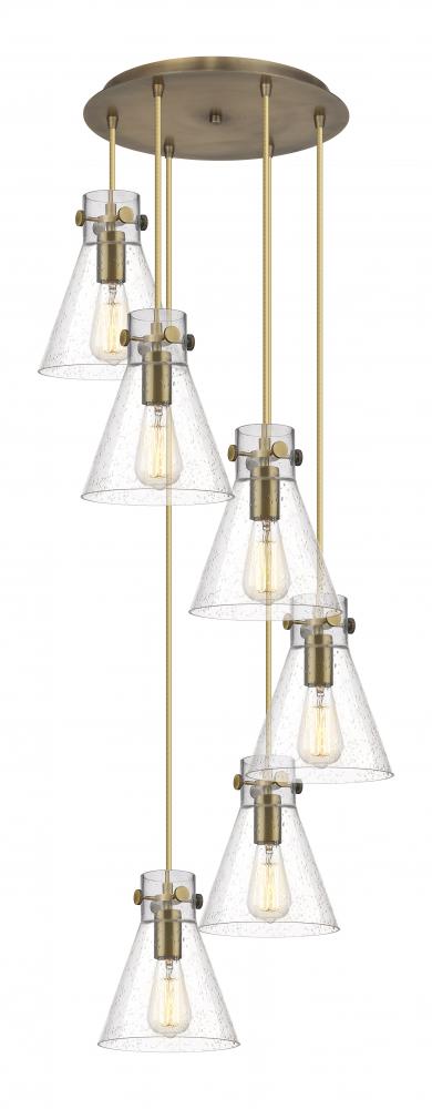 Newton Cone - 6 Light - 19 inch - Brushed Brass - Multi Pendant