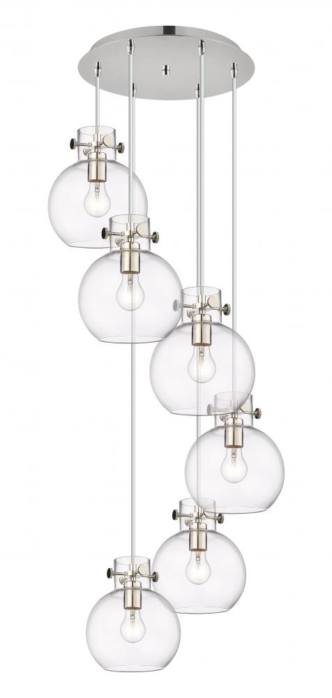 Newton Sphere - 6 Light - 19 inch - Polished Nickel - Cord hung - Multi Pendant