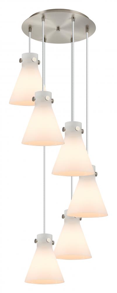 Newton Cone - 6 Light - 19 inch - Brushed Satin Nickel - Multi Pendant