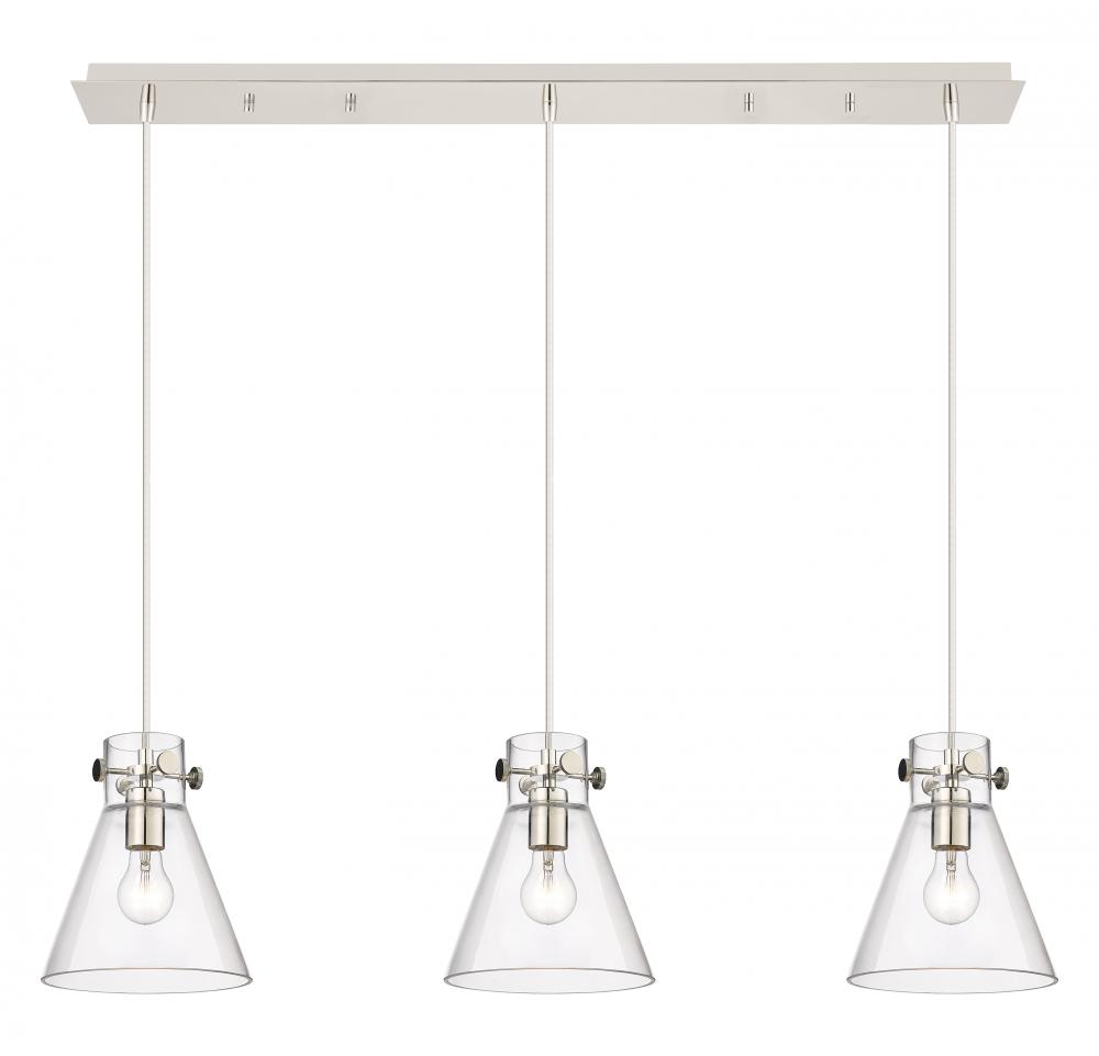 Newton Cone - 3 Light - 40 inch - Polished Nickel - Linear Pendant