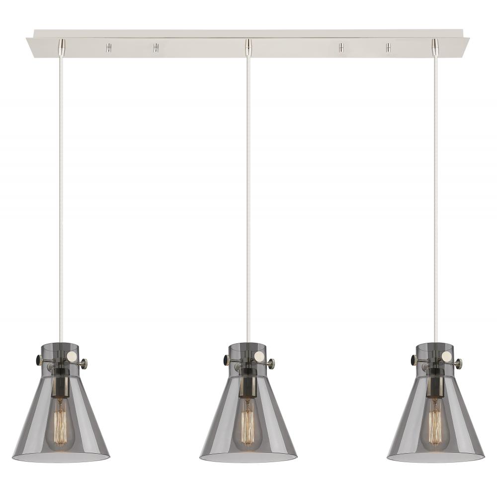 Newton Cone - 3 Light - 40 inch - Polished Nickel - Linear Pendant