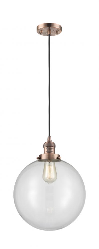 Beacon - 1 Light - 12 inch - Antique Copper - Cord hung - Mini Pendant