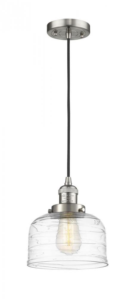 Bell - 1 Light - 8 inch - Brushed Satin Nickel - Cord hung - Mini Pendant