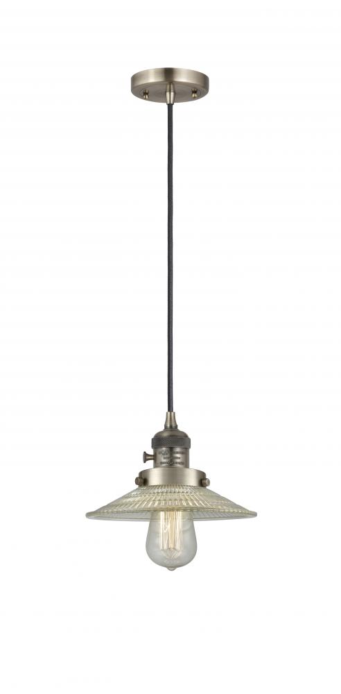 Halophane - 1 Light - 9 inch - Antique Brass - Cord hung - Mini Pendant