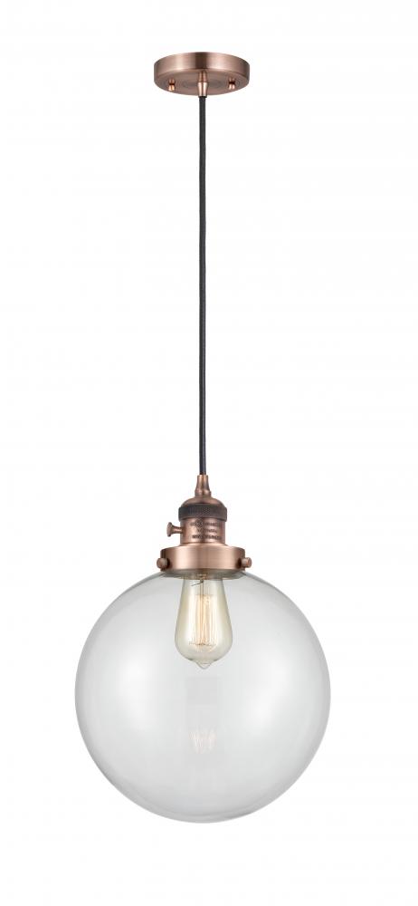 Beacon - 1 Light - 10 inch - Antique Copper - Cord hung - Mini Pendant