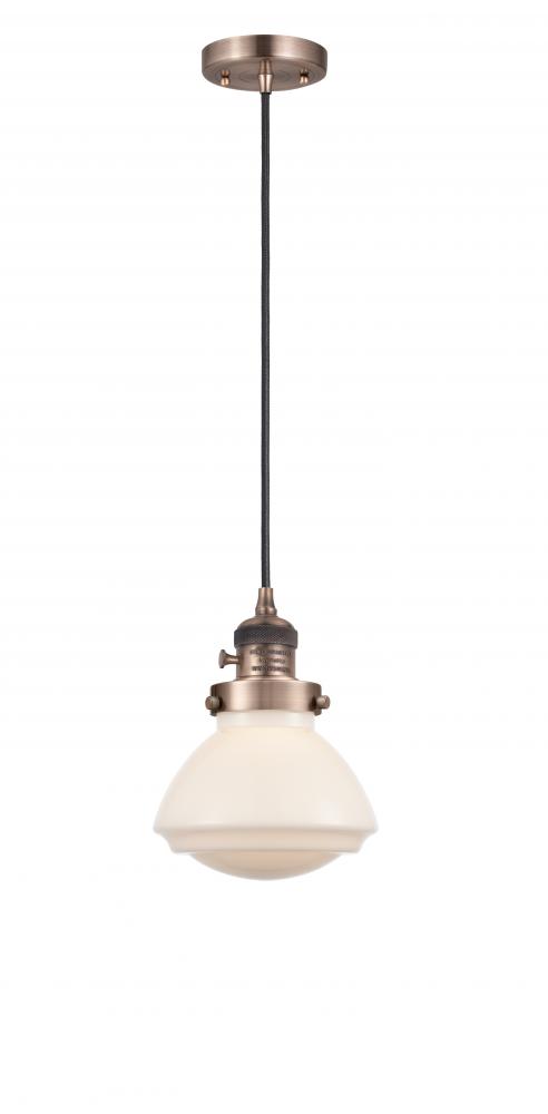 Olean - 1 Light - 7 inch - Antique Copper - Cord hung - Mini Pendant