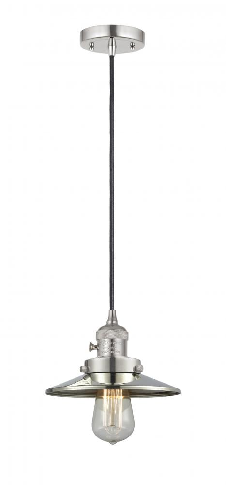 Railroad - 1 Light - 8 inch - Polished Nickel - Cord hung - Mini Pendant