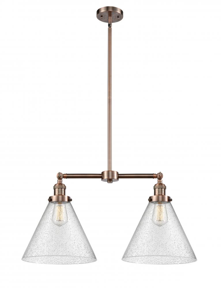 Cone - 2 Light - 21 inch - Antique Copper - Stem Hung - Island Light