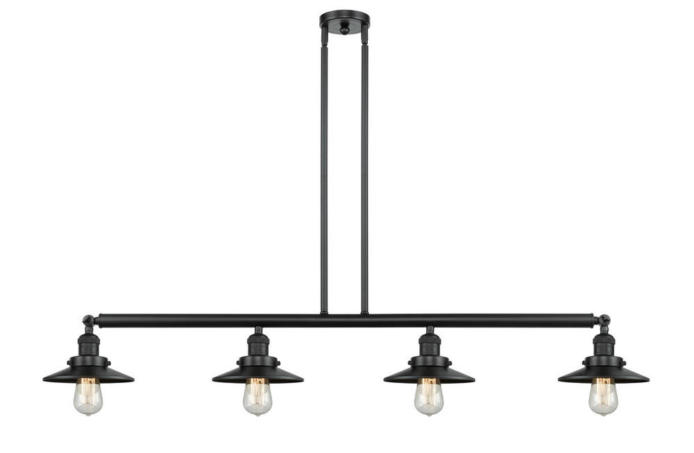 Railroad - 4 Light - 53 inch - Matte Black - Stem Hung - Island Light