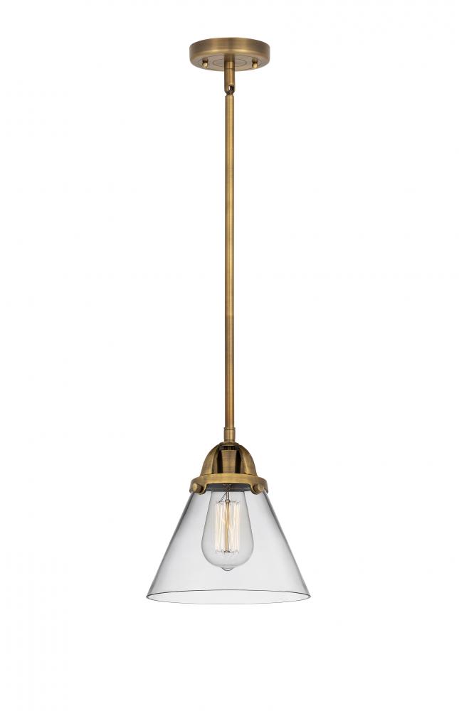 Cone - 1 Light - 8 inch - Brushed Brass - Cord hung - Mini Pendant