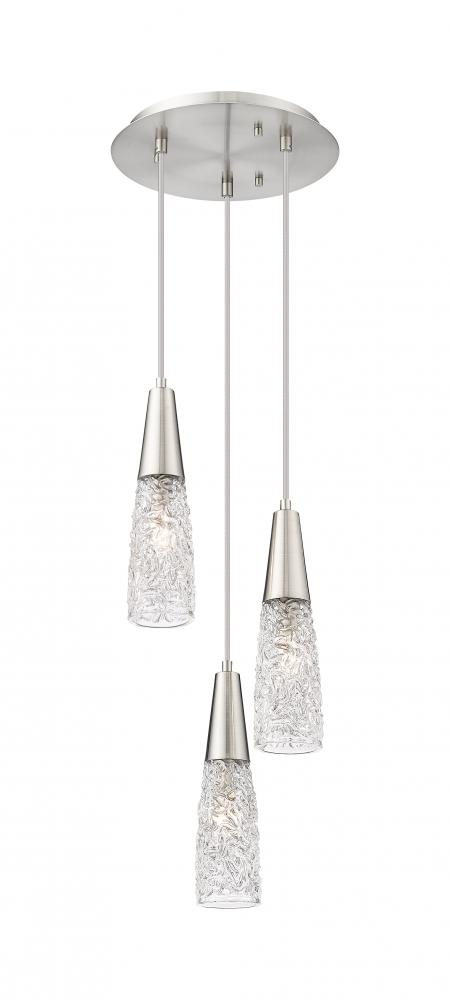 Amherst Brook - 3 Light - 10 inch - Brushed Satin Nickel - Cord Hung - Multi Pendant