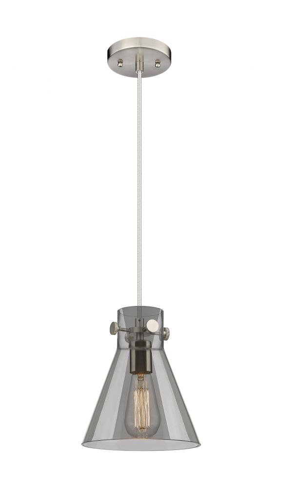 Newton Cone - 1 Light - 8 inch - Brushed Satin Nickel - Cord hung - Pendant