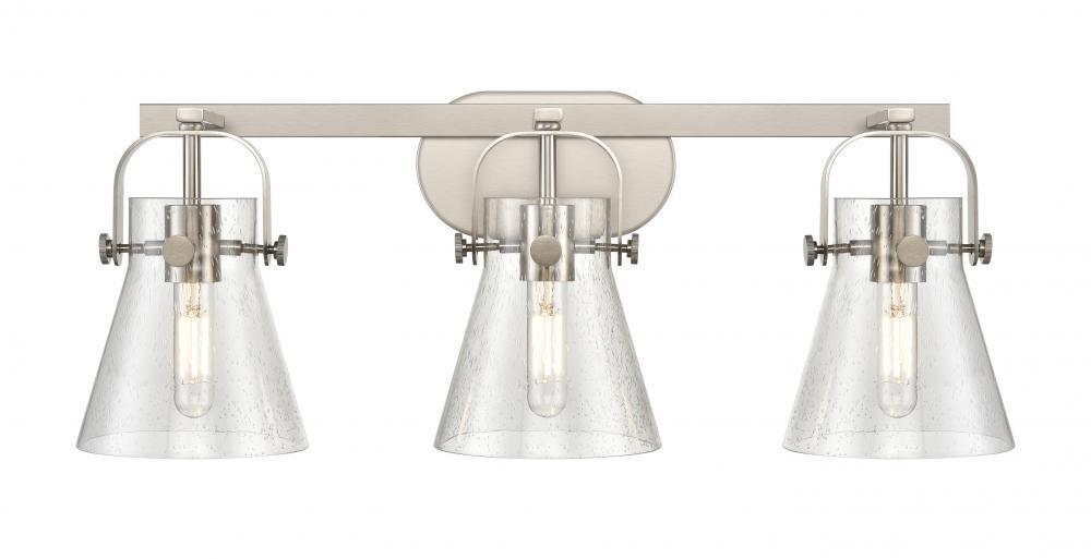 Pilaster II Cone - 3 Light - 27 inch - Satin Nickel - Bath Vanity Light