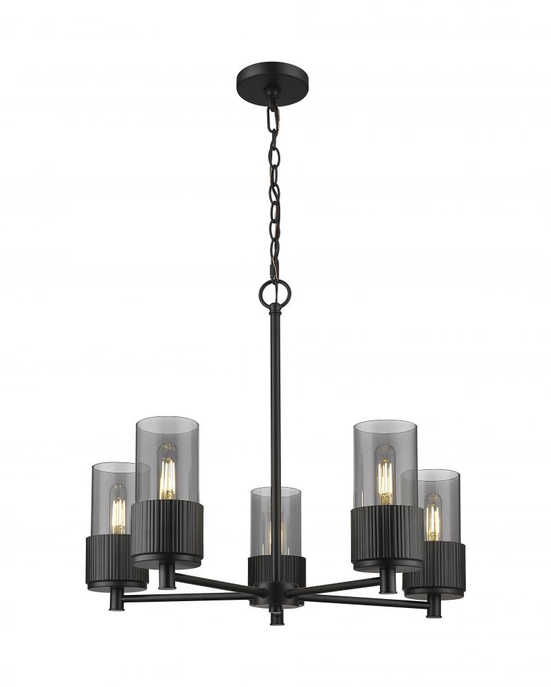 Bolivar - 5 Light - 25 inch - Matte Black - Chain Hung - Chandelier