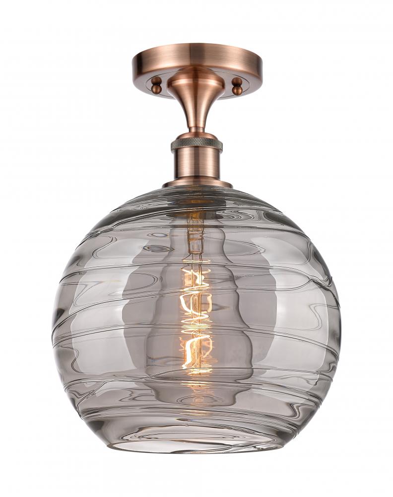 Athens Deco Swirl - 1 Light - 10 inch - Antique Copper - Semi-Flush Mount