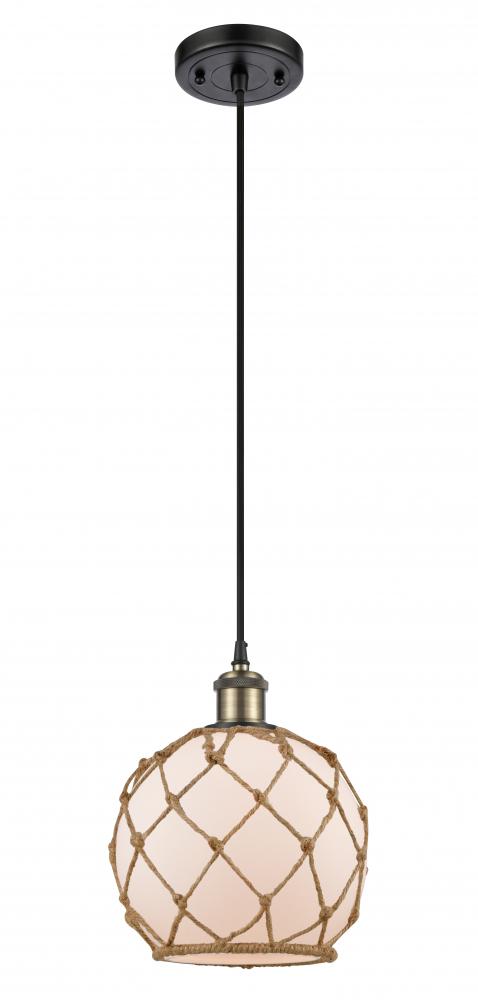 Farmhouse Rope - 1 Light - 8 inch - Black Antique Brass - Cord hung - Mini Pendant