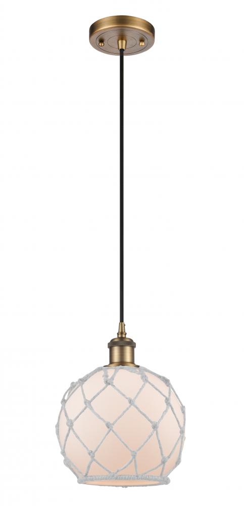 Farmhouse Rope - 1 Light - 8 inch - Brushed Brass - Cord hung - Mini Pendant