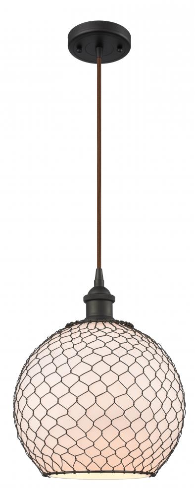 Farmhouse Chicken Wire - 1 Light - 10 inch - Oil Rubbed Bronze - Cord hung - Mini Pendant