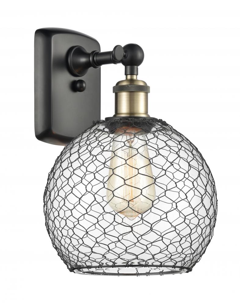 Farmhouse Chicken Wire - 1 Light - 8 inch - Black Antique Brass - Sconce