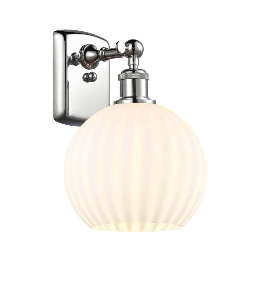 White Venetian - 1 Light - 8 inch - Polished Chrome - Sconce