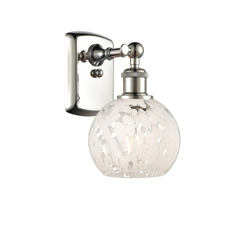 White Mouchette - 1 Light - 6 inch - Polished Nickel - Sconce