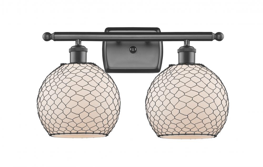 Farmhouse Chicken Wire - 2 Light - 18 inch - Oil Rubbed Bronze - Bath Vanity Light