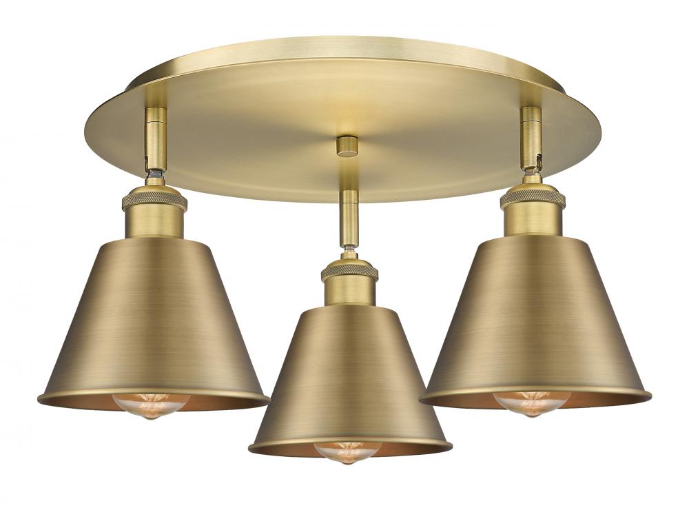 Ballston - 3 Light - 18 inch - Brushed Brass - Flush Mount