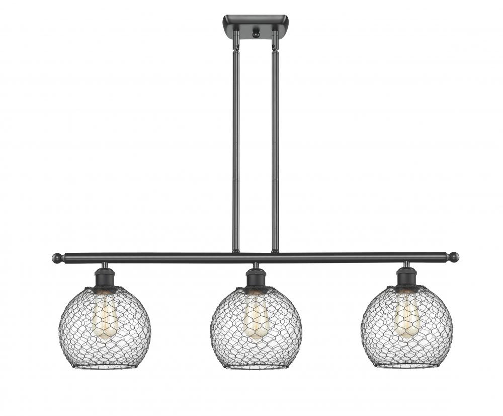 Farmhouse Chicken Wire - 3 Light - 36 inch - Matte Black - Cord hung - Island Light