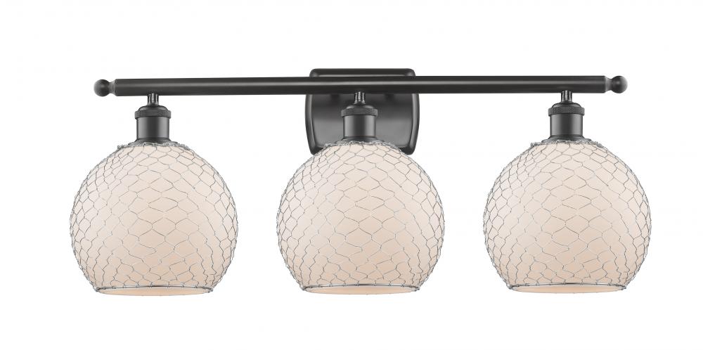 Farmhouse Chicken Wire - 3 Light - 28 inch - Oil Rubbed Bronze - Bath Vanity Light