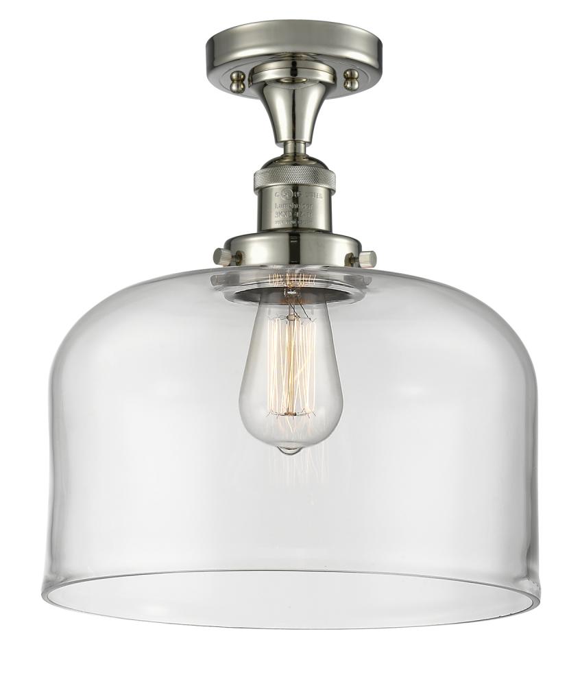 Bell - 1 Light - 12 inch - Polished Nickel - Semi-Flush Mount