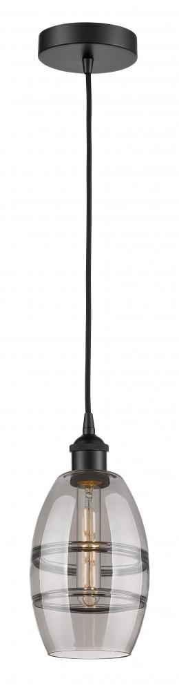 Vaz - 1 Light - 6 inch - Matte Black - Cord hung - Mini Pendant