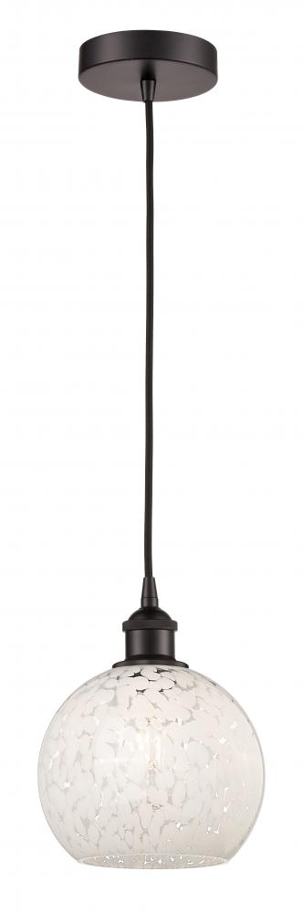 White Mouchette - 1 Light - 8 inch - Oil Rubbed Bronze - Cord Hung - Mini Pendant