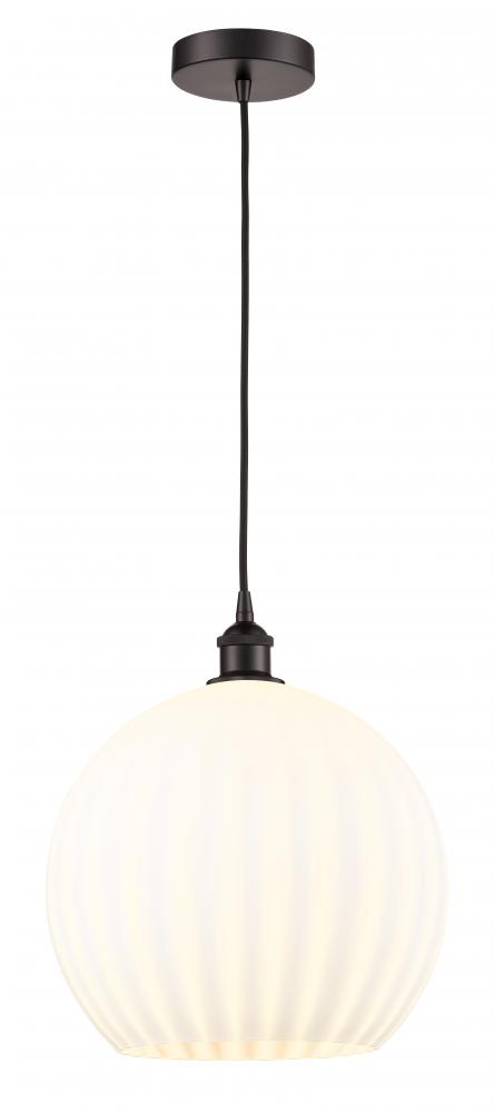 White Venetian - 1 Light - 14 inch - Oil Rubbed Bronze - Cord Hung - Pendant