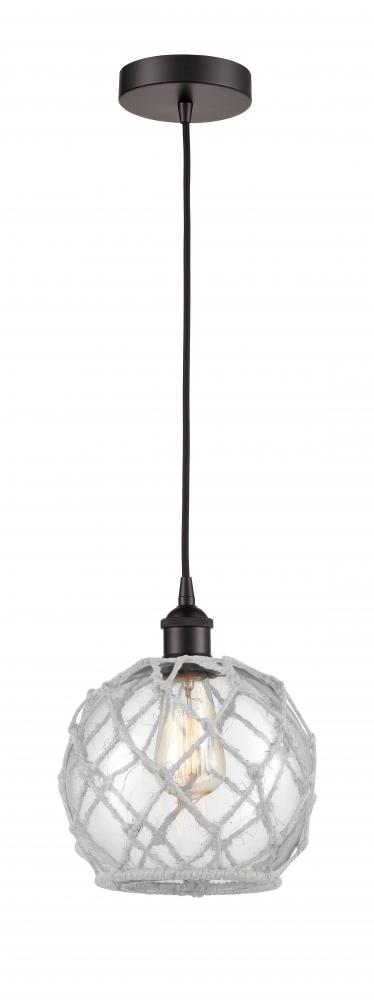 Farmhouse Rope - 1 Light - 8 inch - Oil Rubbed Bronze - Cord hung - Mini Pendant