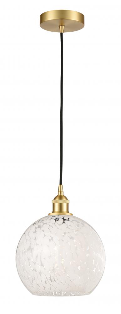 White Mouchette - 1 Light - 10 inch - Satin Gold - Cord Hung - Mini Pendant