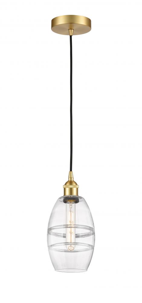 Vaz - 1 Light - 6 inch - Satin Gold - Cord hung - Mini Pendant