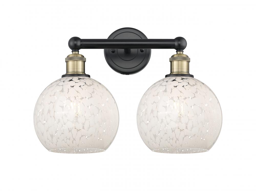 White Mouchette - 2 Light - 17 inch - Black Antique Brass - Bath Vanity Light