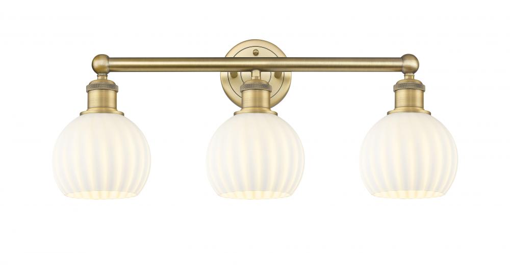 White Venetian - 3 Light - 24 inch - Brushed Brass - Bath Vanity Light