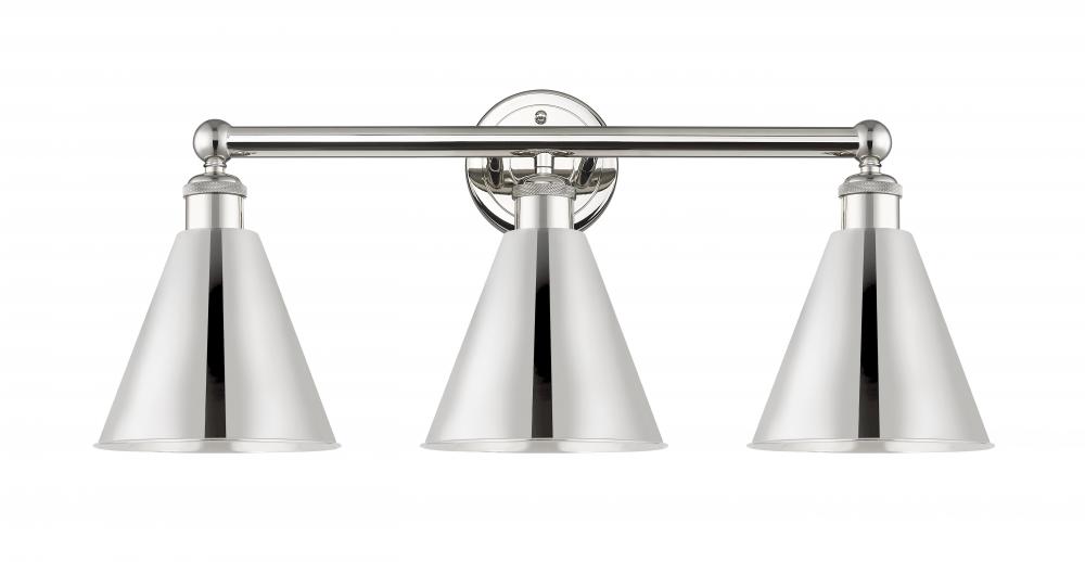 Berkshire - 3 Light - 26 inch - Polished Nickel - Bath Vanity Light