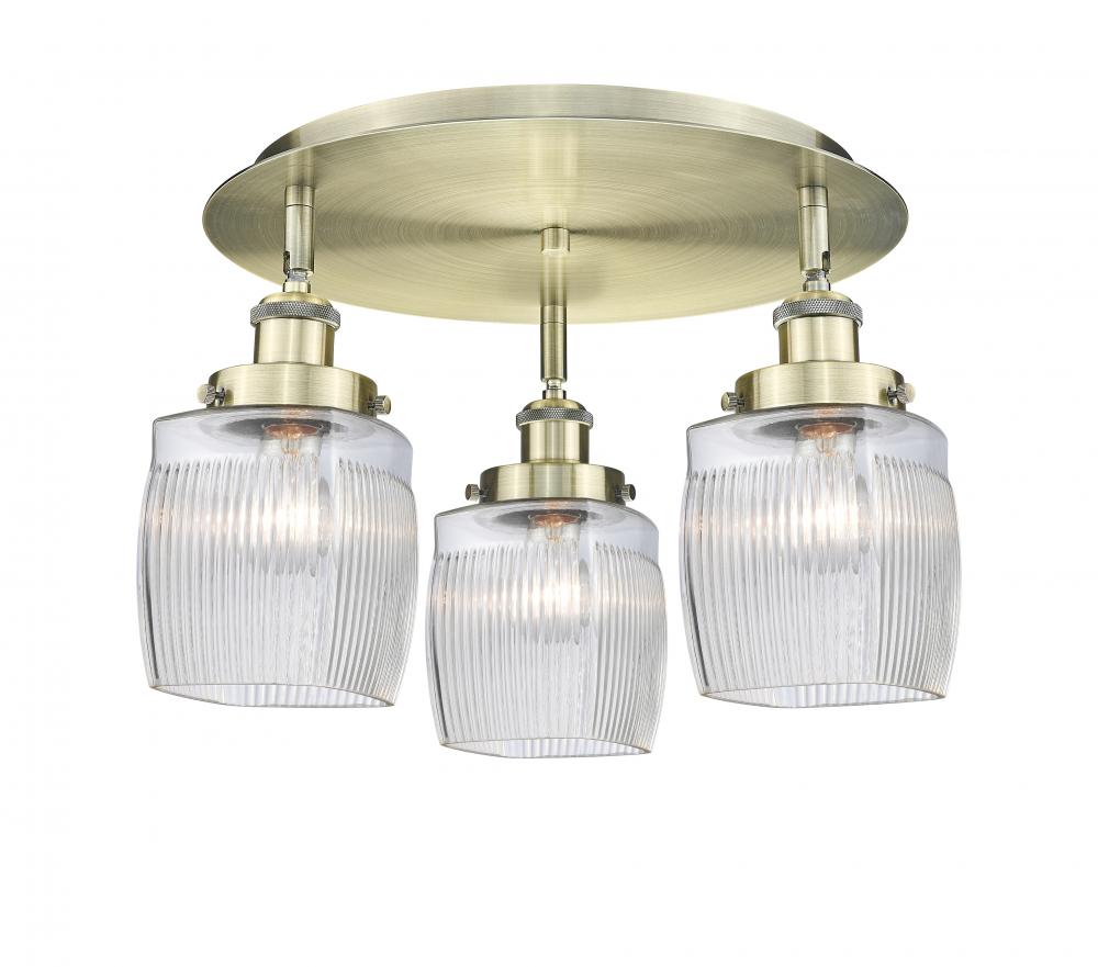 Colton - 3 Light - 17 inch - Antique Brass - Flush Mount