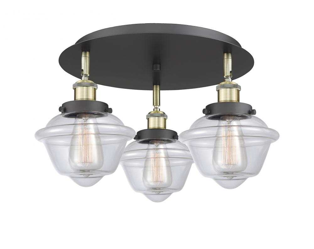 Oxford - 3 Light - 19 inch - Black Antique Brass - Flush Mount