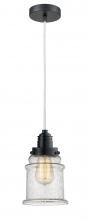 Innovations Lighting 100BK-10W-2H-BK-G184 - Winchester - 1 Light - 8 inch - Matte Black - Cord hung - Mini Pendant