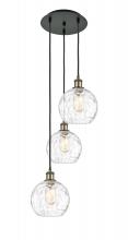 Innovations Lighting 113B-3P-BAB-G1215-8 - Athens Water Glass - 3 Light - 15 inch - Black Antique Brass - Cord Hung - Multi Pendant